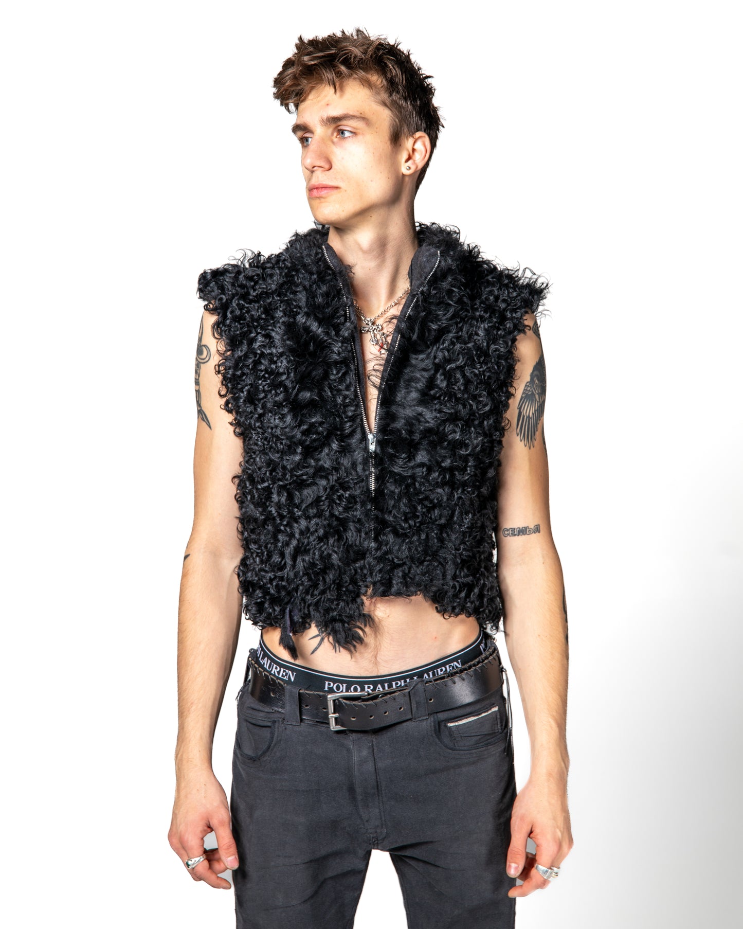 SHEEPSKIN CROPPED VEST