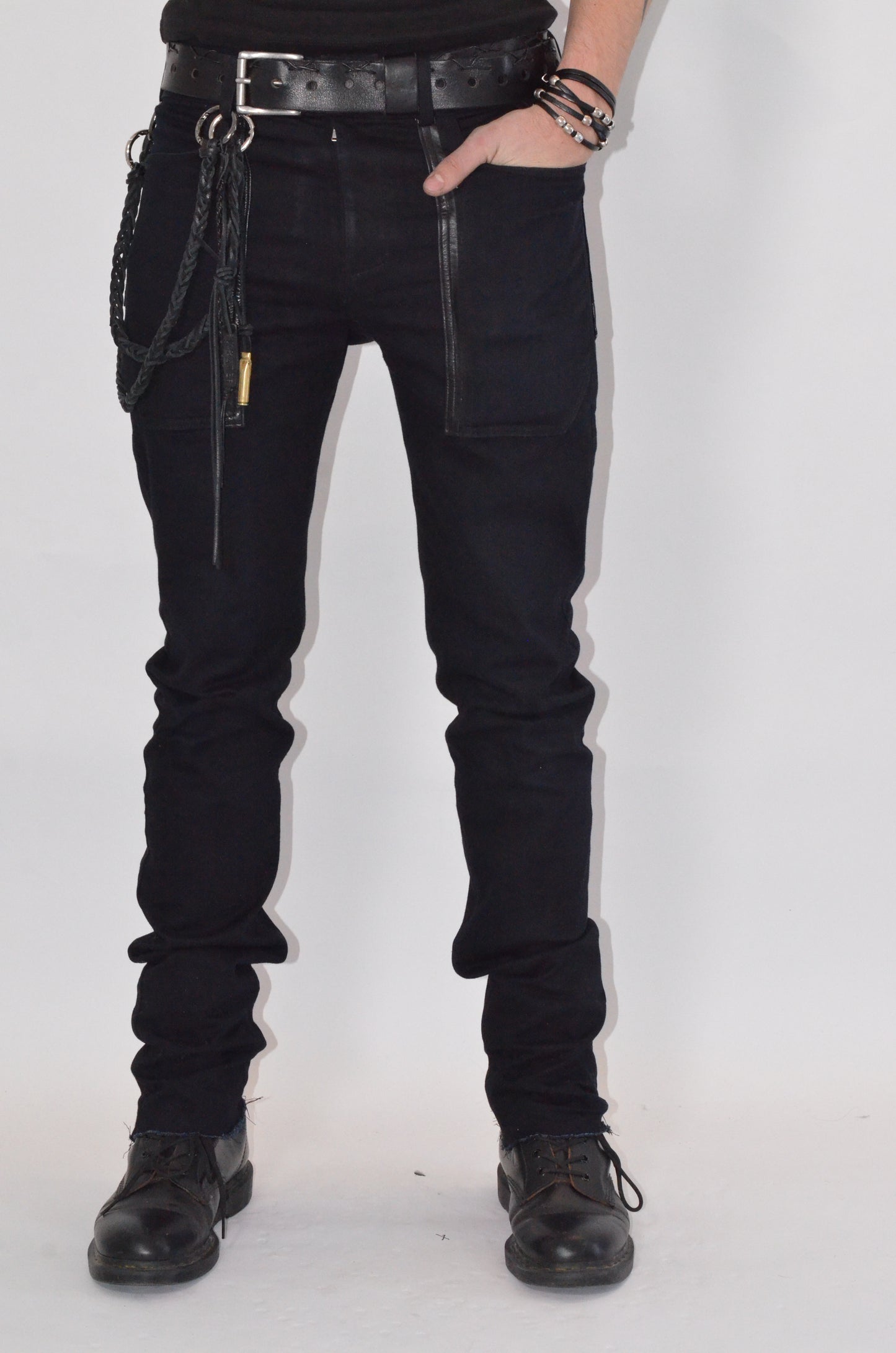 WAXED DENIM JEANS